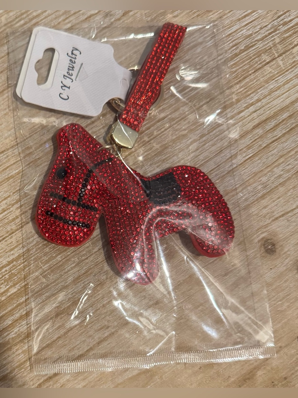Rhinestone Silver or Red Horse Keychain Charm. PICK ONE - Picture 4 of 5